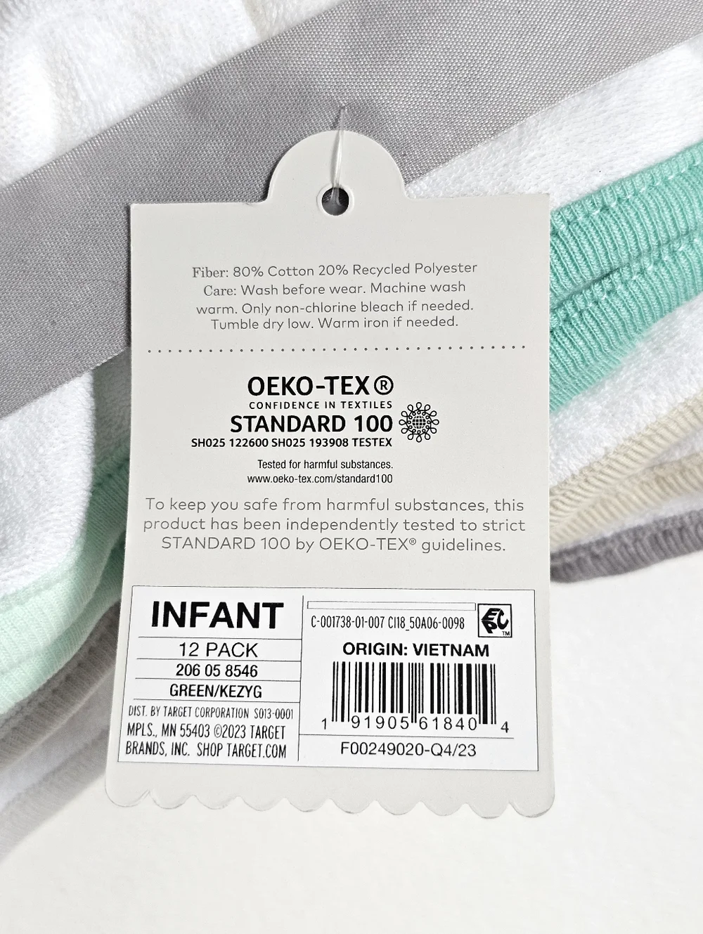 Cloud Island 12 Pack Baby Washcloths Cotton Soft Infant White Multi